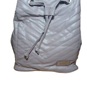 Bella Russo Backpack Purse Gray Taupe Faux Leather Quilted Drawstring Bag NWOT